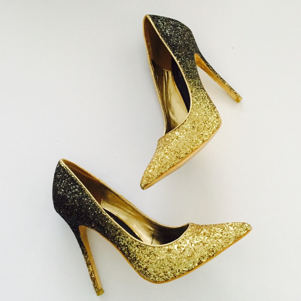 Shoe dazzle raziel glitter gold ombré pumps 8.5